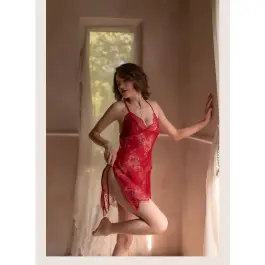 Floral Lace Sheer Night Gown for Women – Premium Mesh Lace Night Dress | Muse Closets